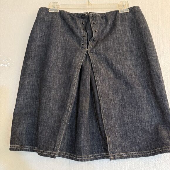 Gucci Denim Skirt with Lace-Up Front Detail Size 44 Dark Denim Missing Laces - Picture 12 of 13